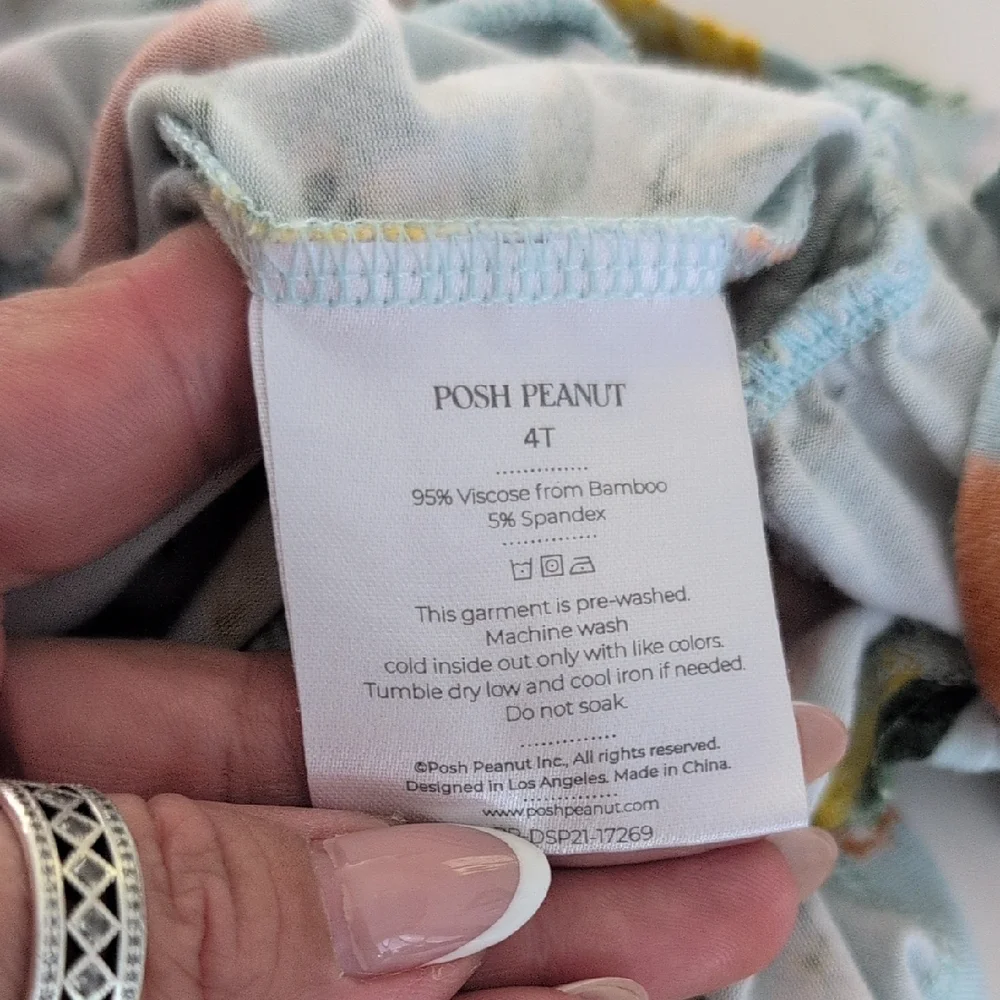 Posh Peanut High LowToddler Citrus Print Ruffle Hem Dress